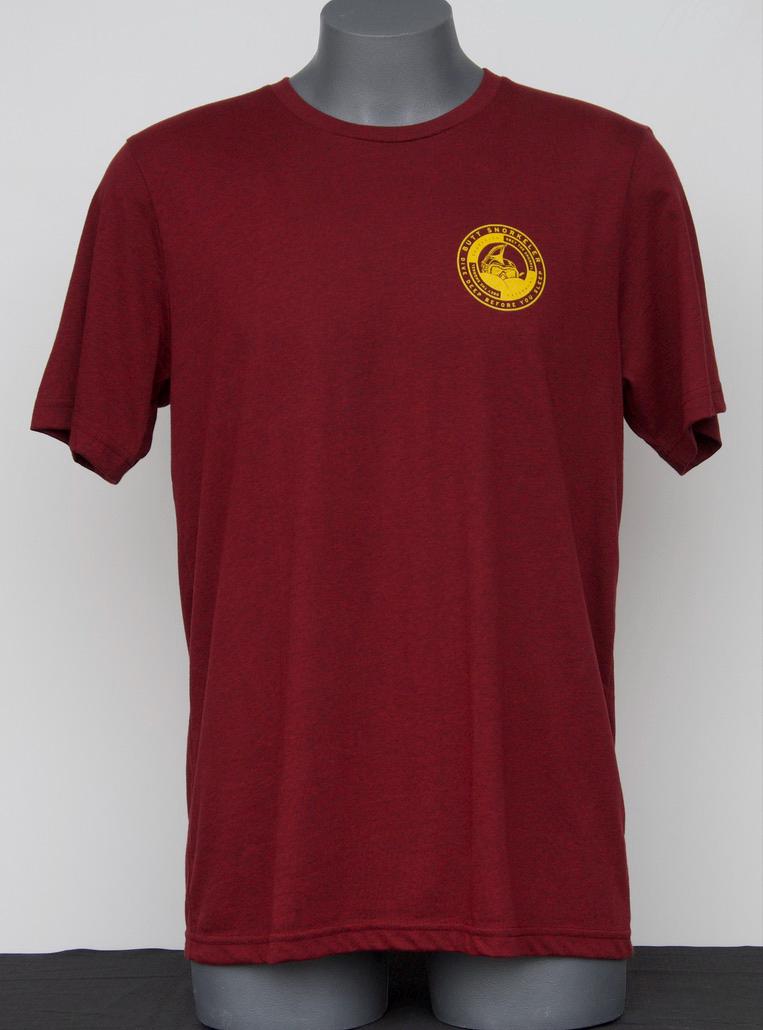 Burgundy Tee Dive Deep Logo from Buttsnorkeler. view 4