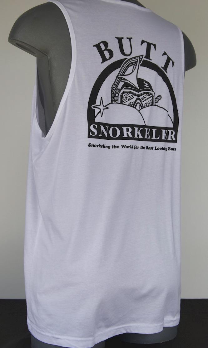 Butt Snorkeler White Tank Top: Booty Positive Apparel view 7