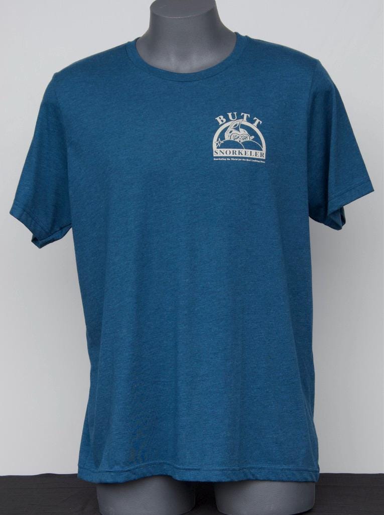 Denim Blue - Cream B.S Logo from Buttsnorkeler. view 5