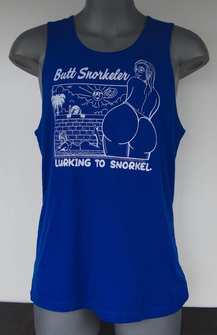 Girl Next Door Tank (Blue) - By Buttsnorkeler.
