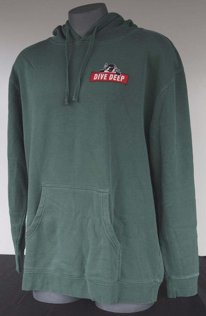 Green Hoodie Dive Deep Logo - By Buttsnorkeler.