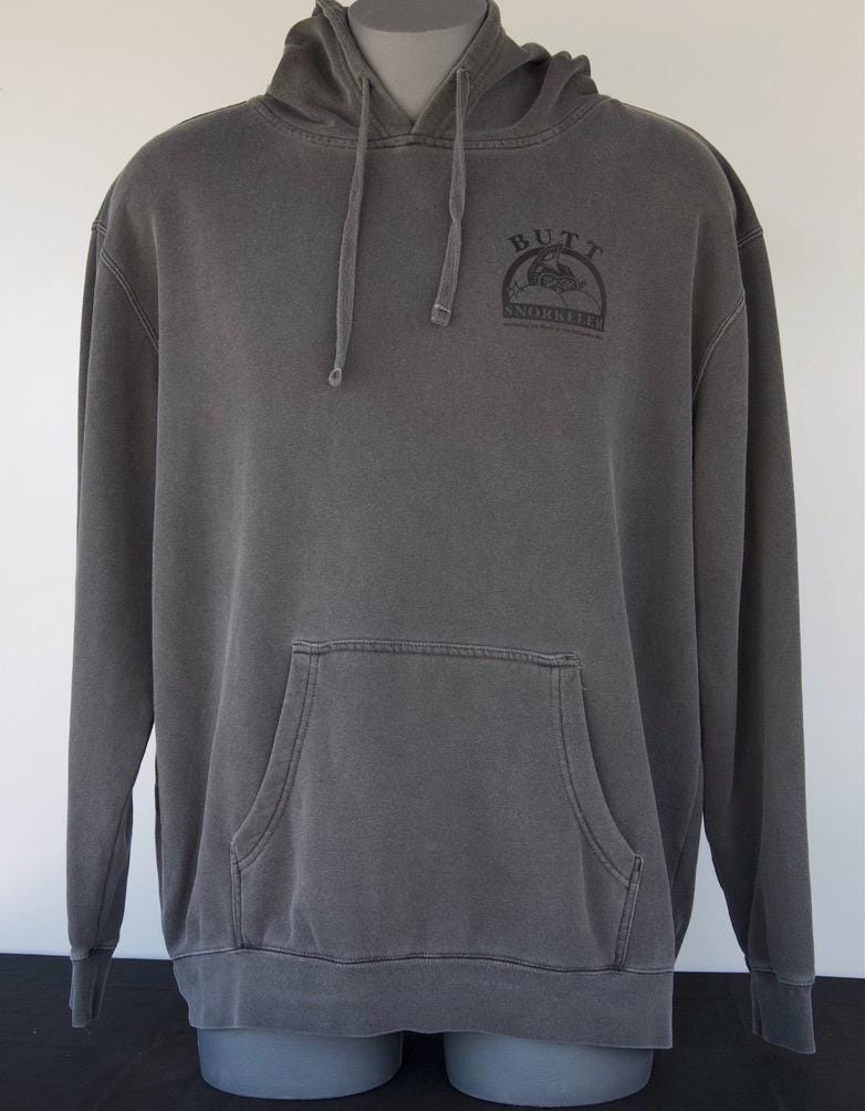 Grey Hoodie B.S Logo - By Buttsnorkeler.