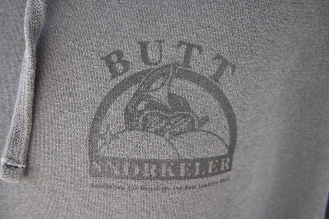 Grey Hoodie B.S Logo - By Buttsnorkeler. view 2