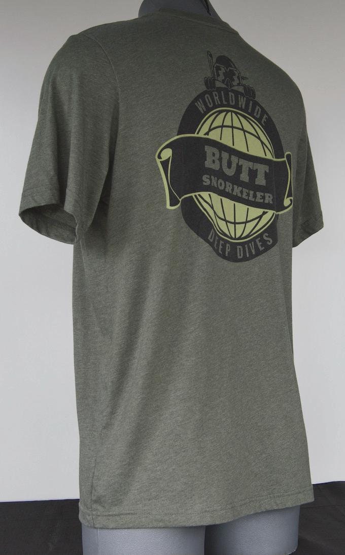 Hesian Green - Worldwide Dive Deep Logo from Buttsnorkeler.