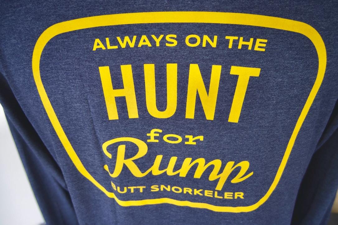 Hunt For Rump (Blue) Long Sleeve Tee - By Buttsnorkeler. view 7