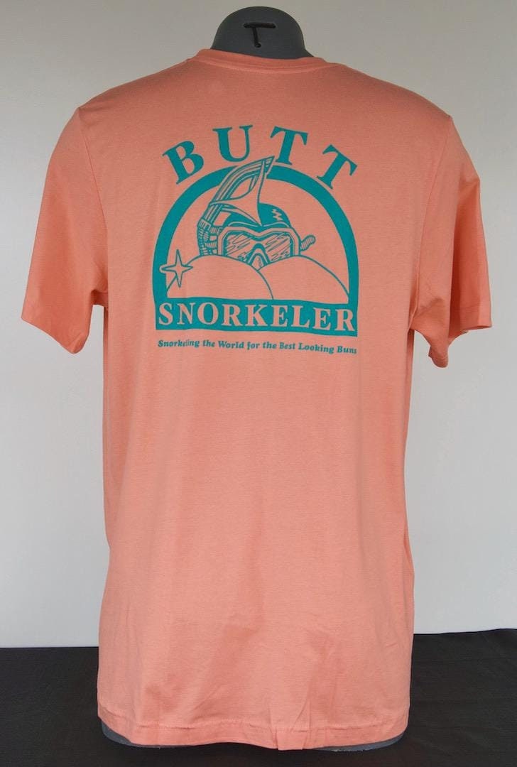 Pink Tee B.S Logo from Buttsnorkeler. view 2