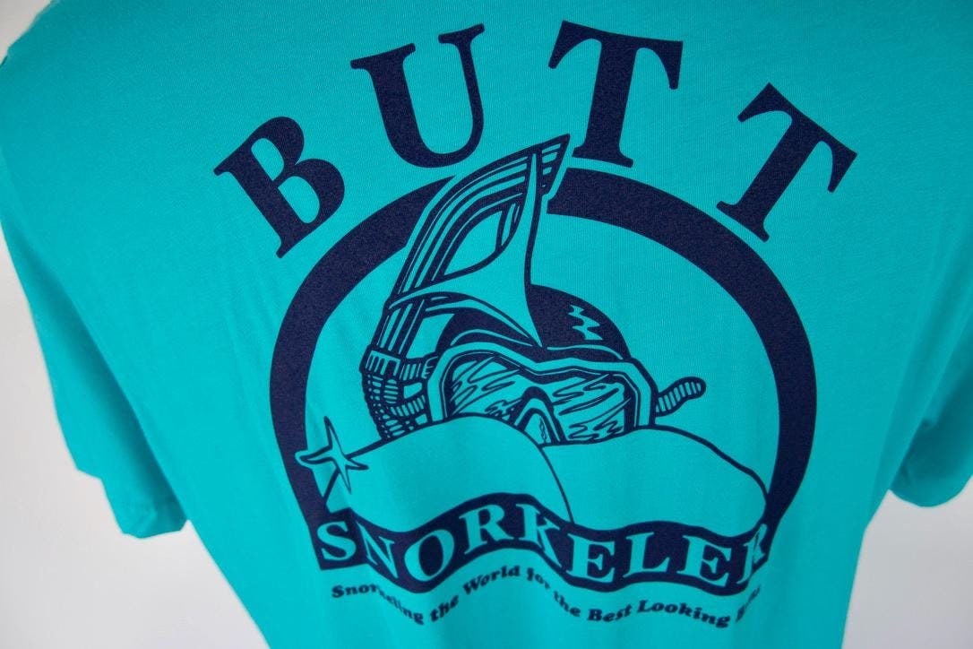 Turquoise Butt Snorkeler Logo Tee: Booty Positive Apparel view 2