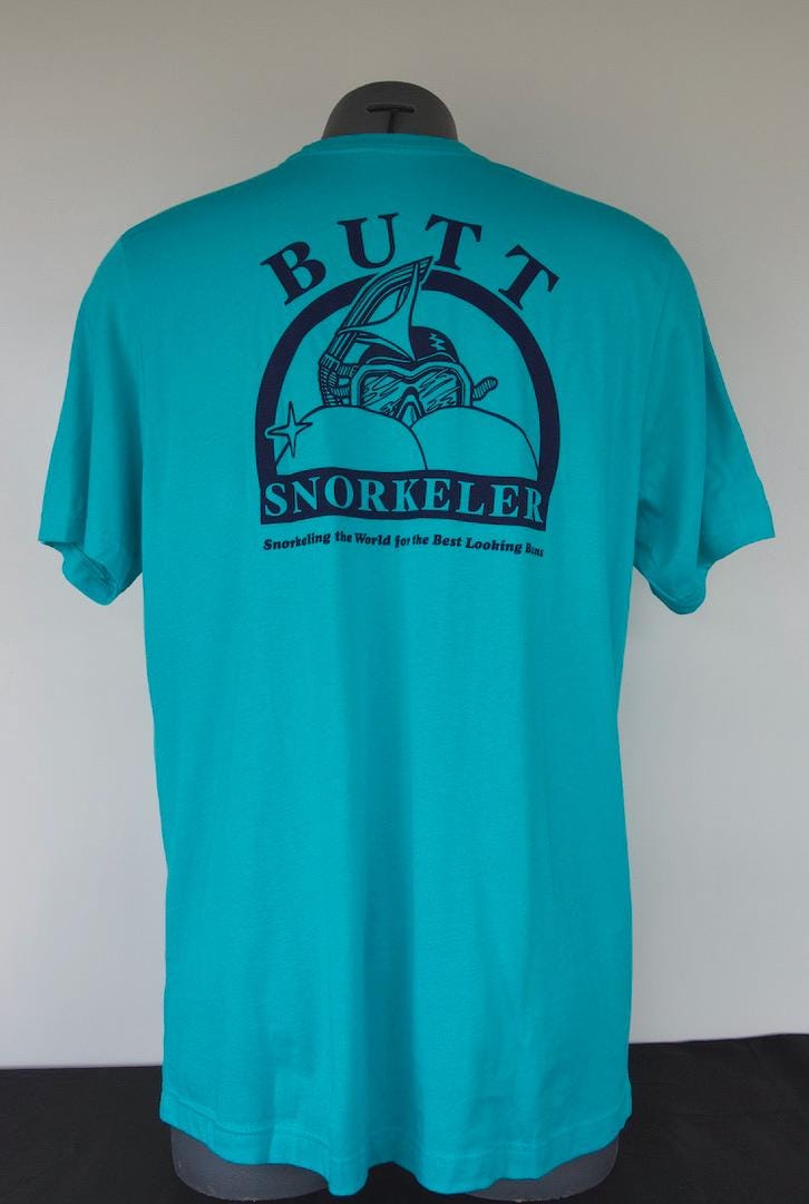 Turquoise Butt Snorkeler Logo Tee: Booty Positive Apparel view 3