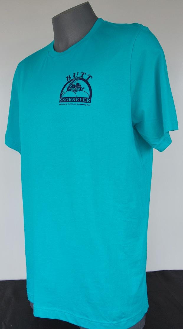Turquoise Butt Snorkeler Logo Tee: Booty Positive Apparel view 4