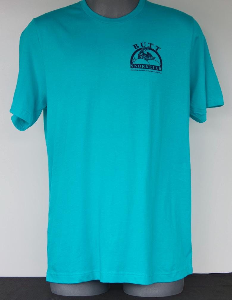 Turquoise Butt Snorkeler Logo Tee: Booty Positive Apparel view 6